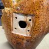 Pictured is the back of sculpture that the bracket in the previous picture  was made for  Previous picture shows two brackets for mounting  two sculptures 